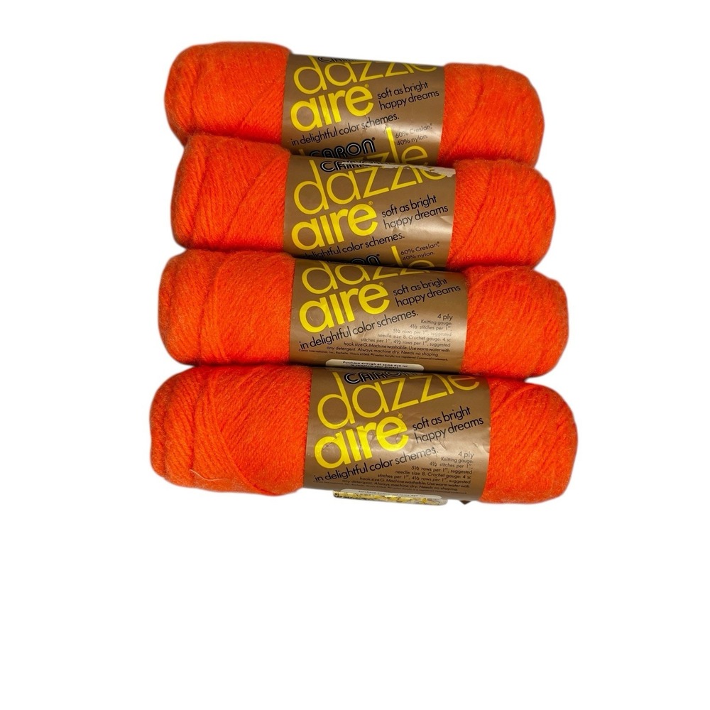 NOS Caron Dazzle Aire Yarn Lot‎ 4 Skeins 2603 Coral Same Dye Lot 4 Ply